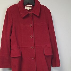 Larry Levine Classic Red Pea Coat